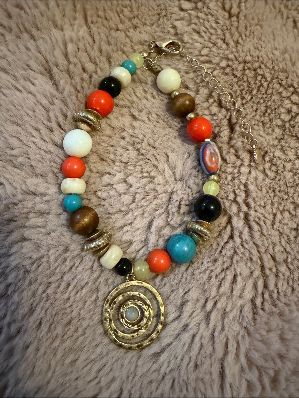 Free People Cruz Beaded Anklet with Pendant